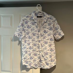 White Vineyard Vines, Pink and Blue Sailboat Button Down